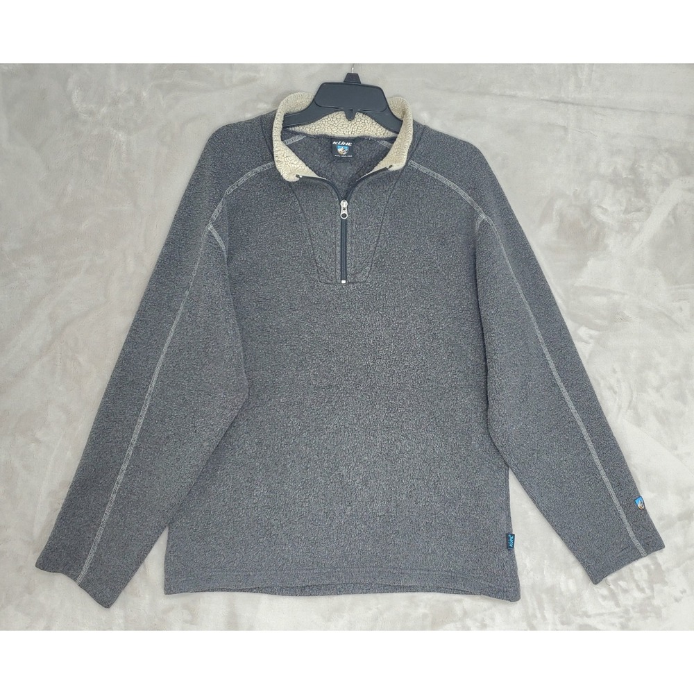 Kuhl Alfpaca Fleece 1/4 Zip Sweater Pullover Mens Large Dark Gray Outdoors EUC